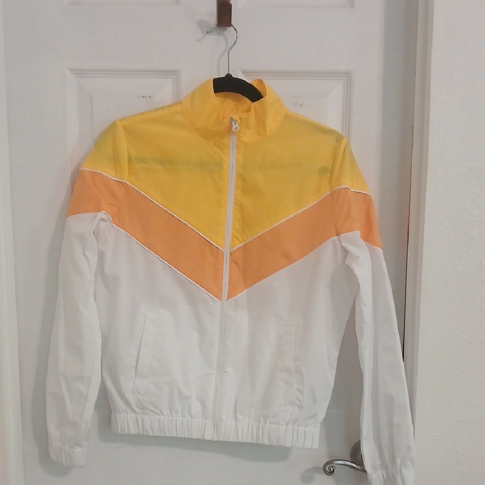 Ideology Yellow and Orange Windbreaker Jacket Lightweight Sporty Design NWOT